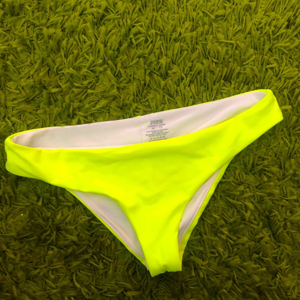 PINK Highlighter Yellow super cheeky swim bottoms